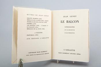 Bok, Jean Genet, "Le Balcon" med omslag originallitografi av Alberto Giacometti.