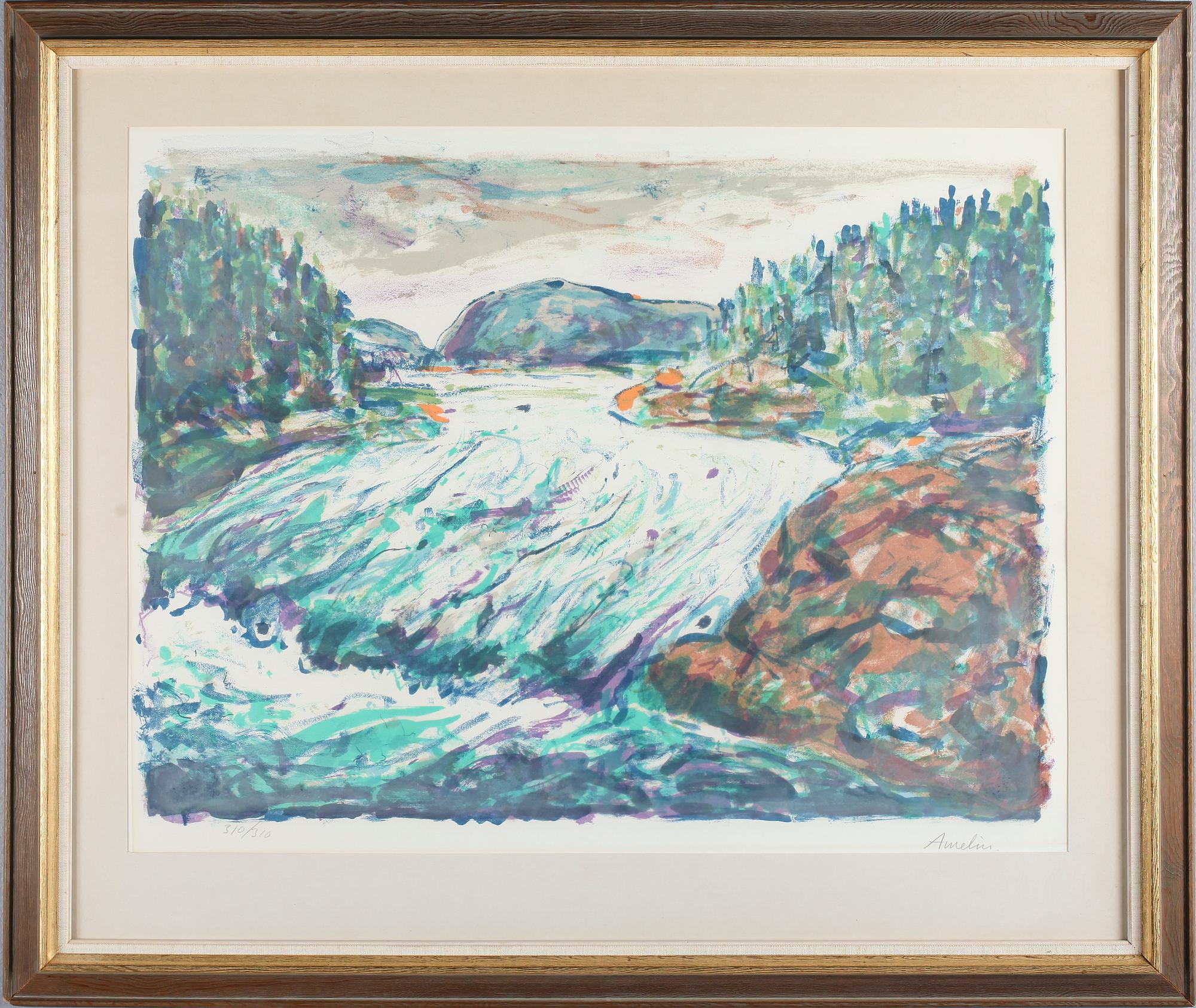 ALBIN AMELIN, färglitografi, signerad, numrerad 310/310.