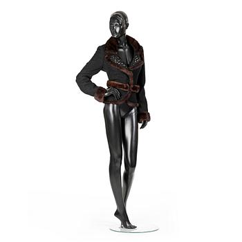 468. BLUMARINE, a black wool jacket with mink fur.