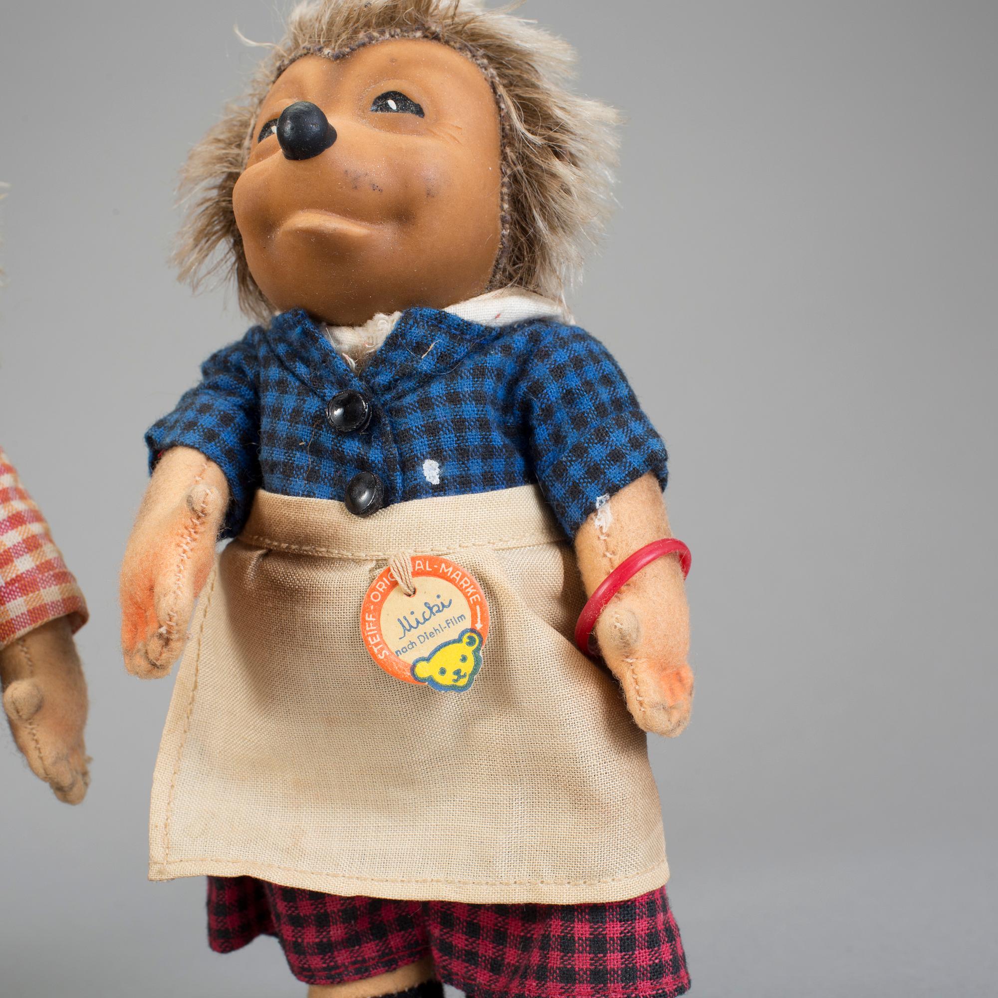 PARTI MJUKDJUR, Steiff. "Mecki" och Micki", 1900-talets tredje kvartal.