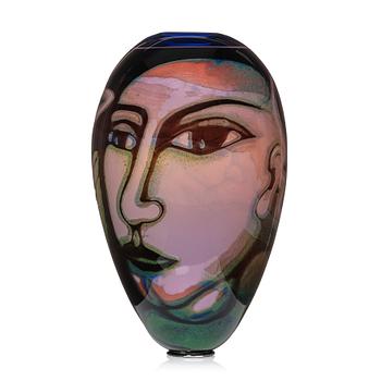 95. Eva Englund, a graal vase 'Faces of the night', Orrefors Sweden 1988, EA 1-88.