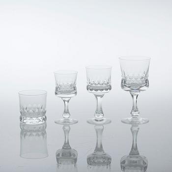 A glass tableware set of 22 pcs by Göran Wärff for Kosta, second half of the 20th century.