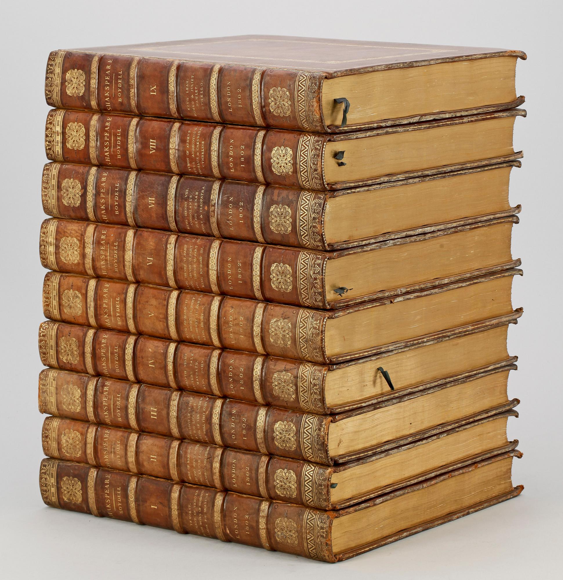 WILLIAM SHAKESPEARE (1564-1616), vol I-IX, "The Dramatic Works of Shakespeare, London 1802.
