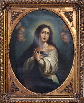 BARTOLOMÉ ESTEBAN MURILLO, kopia efter, olja på duk. 1800-tal.