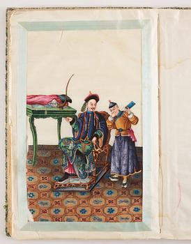 An album with 12 Chinese paintings by anonymous artist, Qing dynasty, 19th Century.