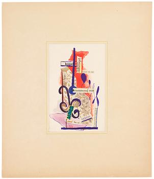 CO Hultén, blandteknik med collage, signerad och utförd 1939.