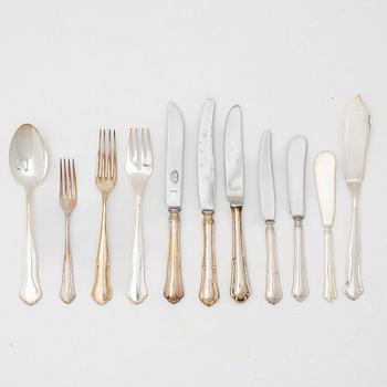 An 87-piece Swedish silver cutlery, model 'Saga', predominantly Skandia-Hultman, Stockholm, including 1960.