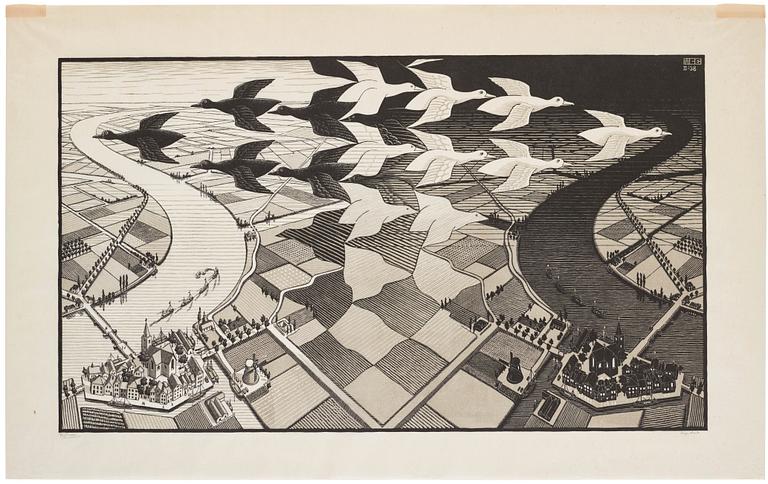 Maurits Cornelis Escher, "Day and Night" (Jour et Nuit).