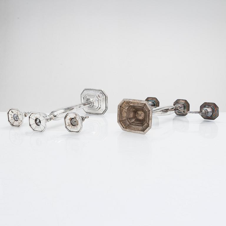 A pair of Suzuyo silver candelabra, jungin mark, Japan, Meiji Period (1868-1912).