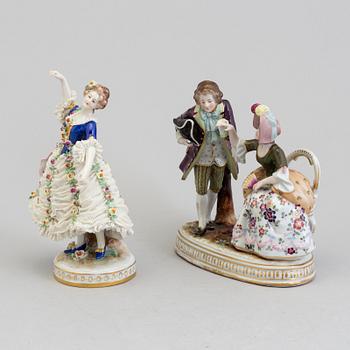 2 european porcelain figurines, ca 1900.