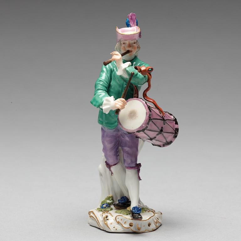 A Meissen figure of a musician, 18th Century.