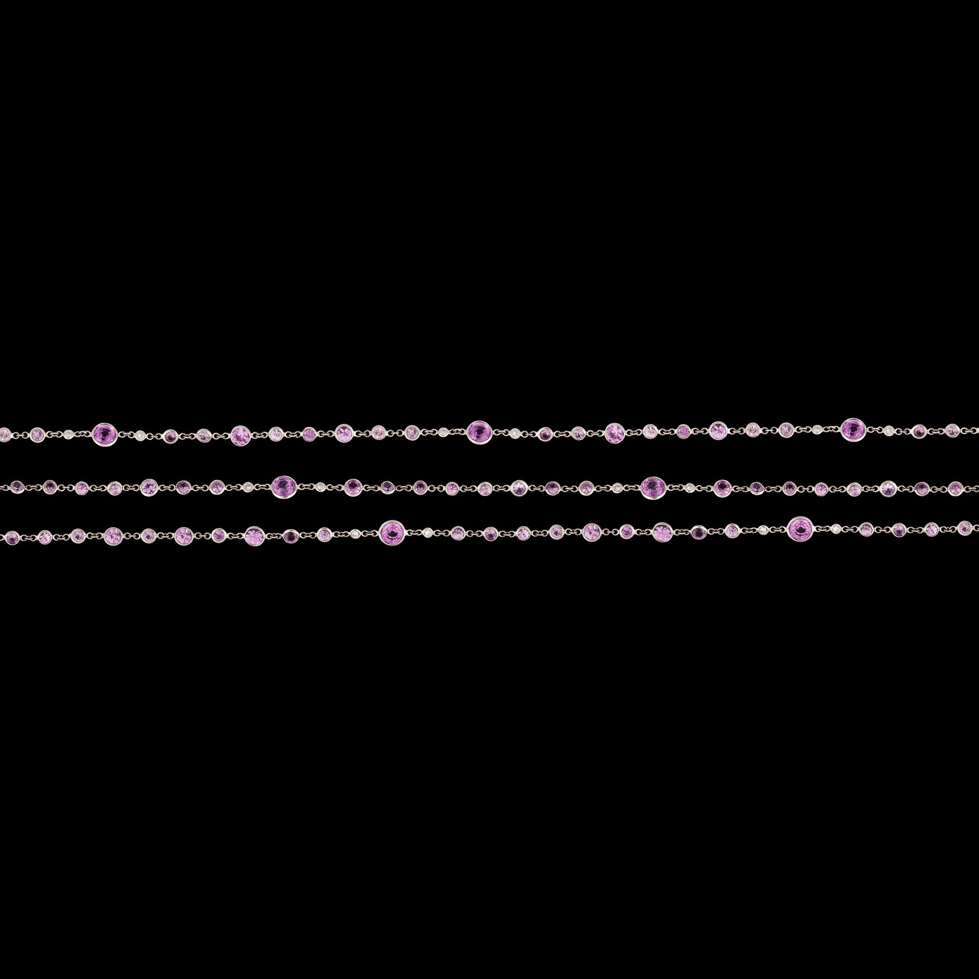 A long pink sapphire chain/necklace.