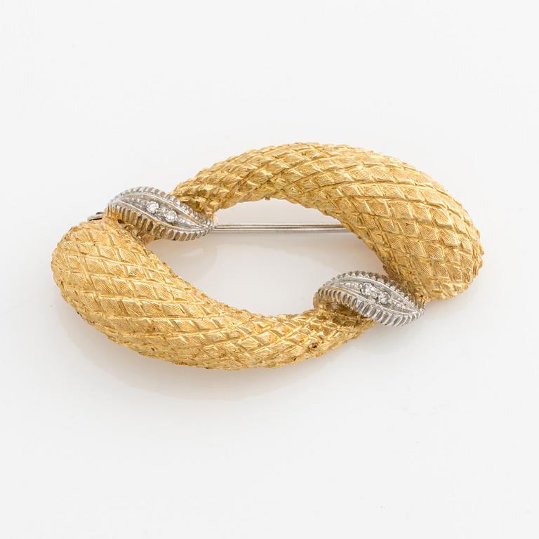 Brosch, 18K guld och diamanter, Italien.