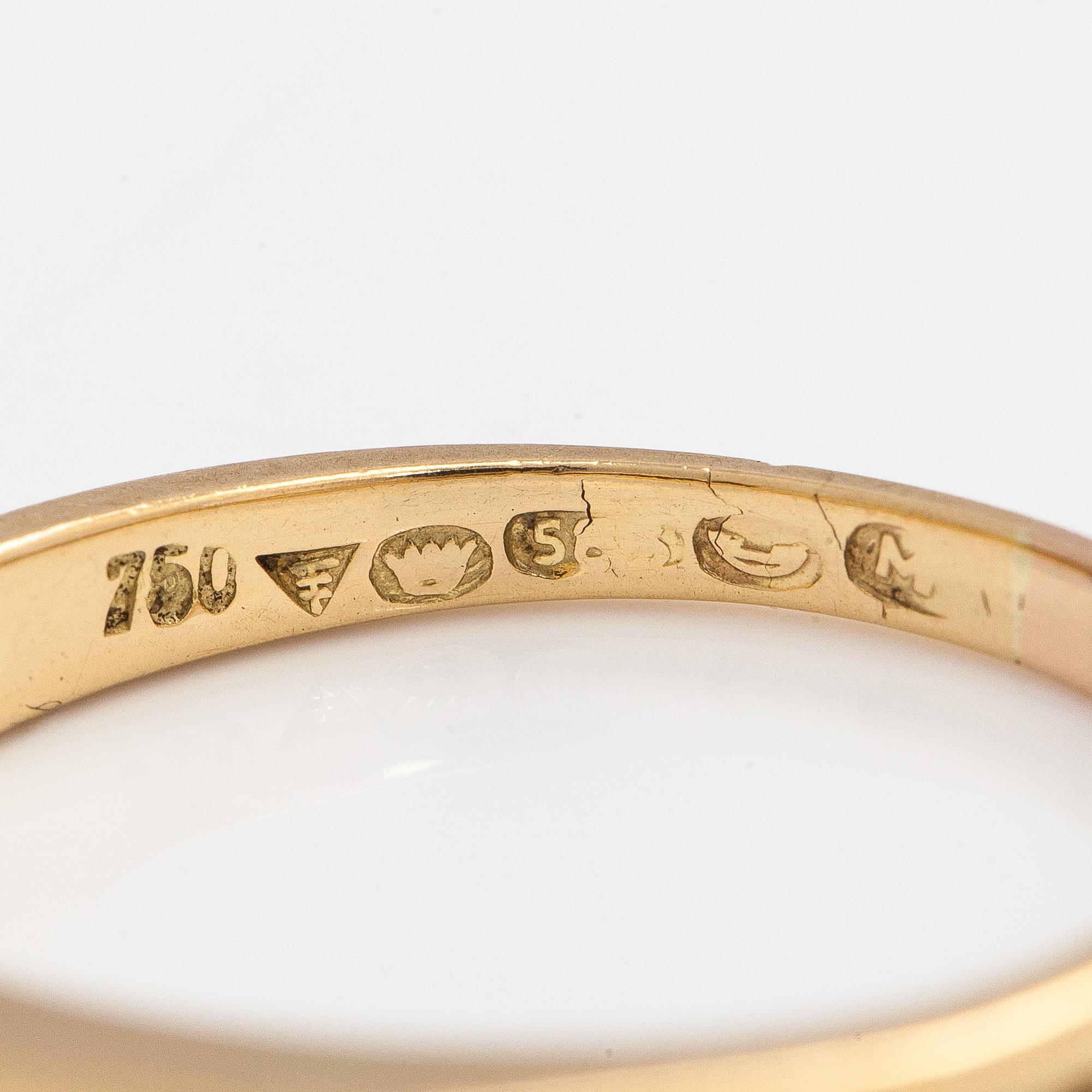 Sormus, 8/8-hiotut timantit, 14K kultaa.