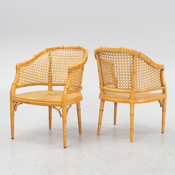 Armchairs, rattan, 4 pcs, second half of the 20th century.