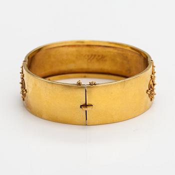 Rannekoru, 18K kultaa. Gustaf Dahlgren, Malmö 1872.