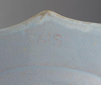 A Swedish Rörstrand faience dish, dated 10/1 (17)60.