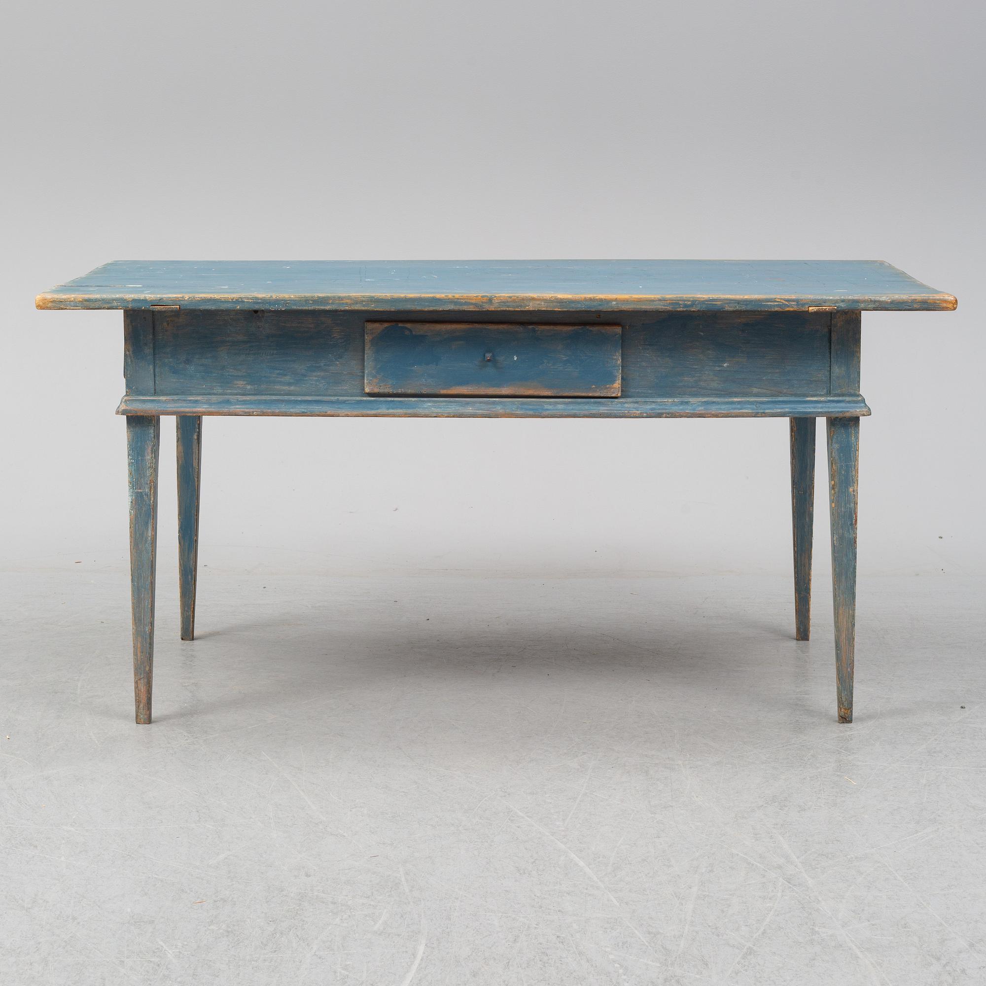 A painted pine table, 19th Century.