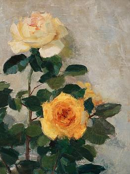 Olle Hjortzberg, Still life with yellow roses.