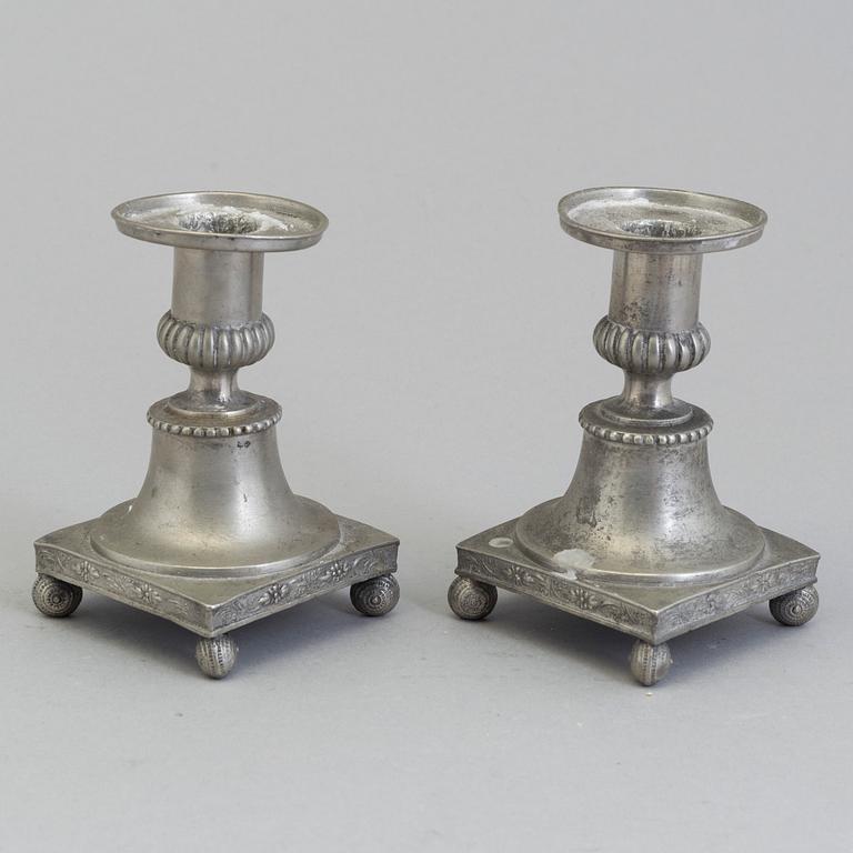 CANDLESTICKS, a pair, pewter, swedish, probably first half of the 19th century.