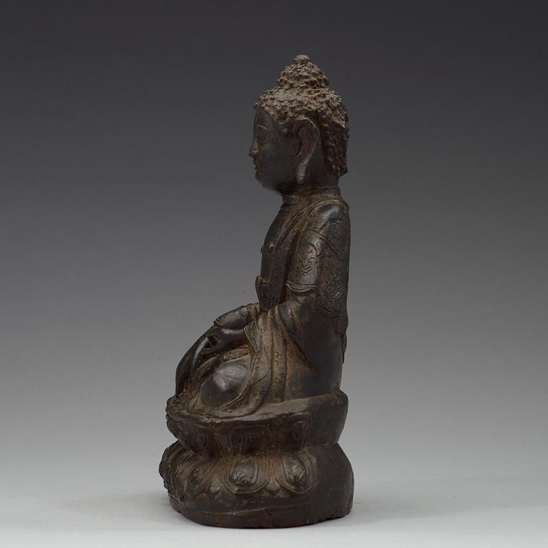 A bronze figure of Buddha, Ming dynasty, south China (1368-1644).