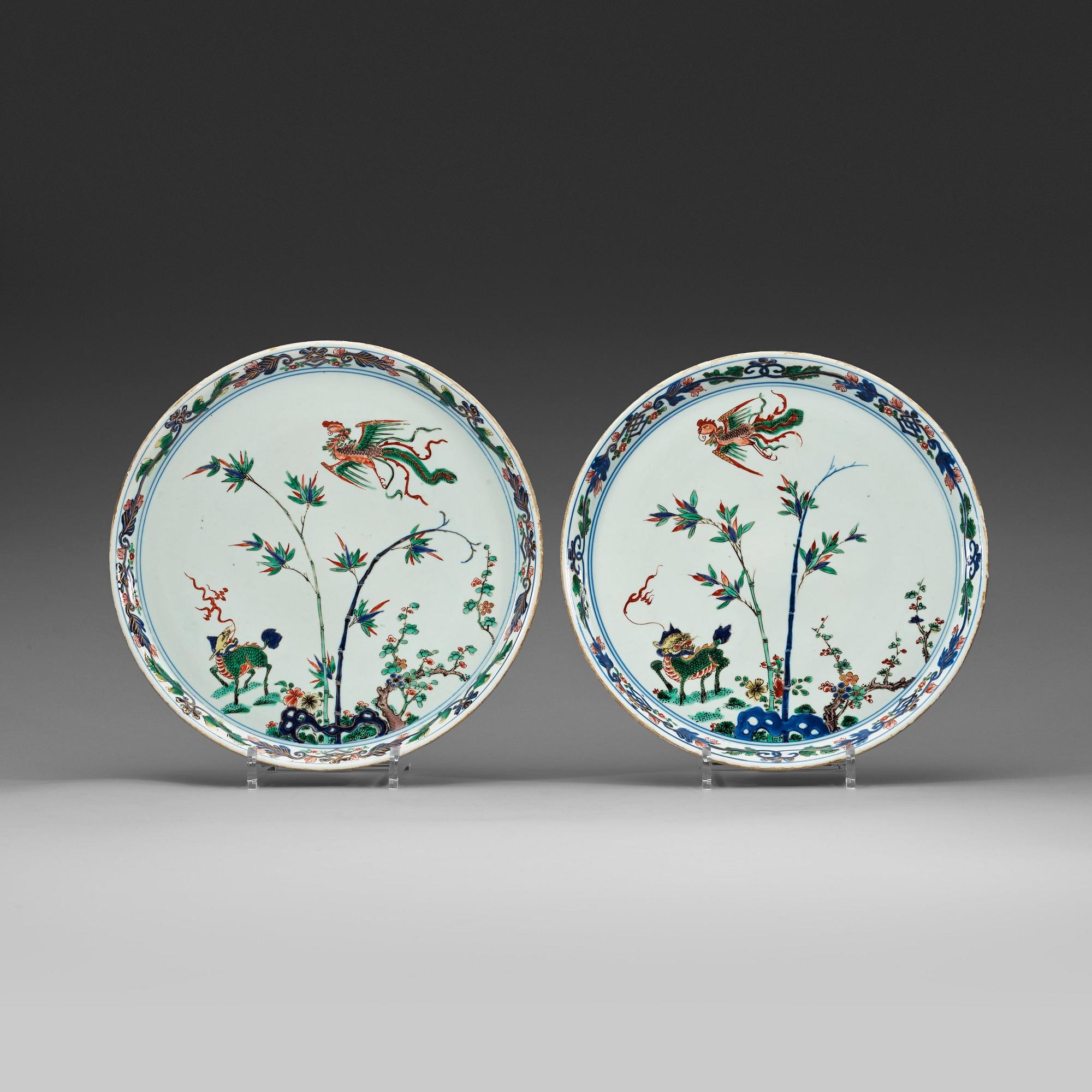 FAT/BRICKOR, ett par, porslin. Qingdynastin, Kangxi (1662-1722).