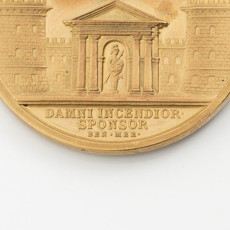 Medal. Vigili custode perennat, Firefighting medal, gold, 1974.