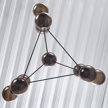 Modo Chandelier, 3 Sided, 10 Globes, Designed by Jason Miller for Roll & Hill.