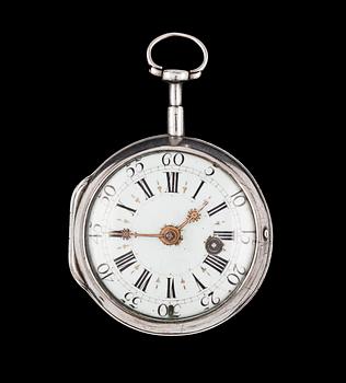 A silver verge pocket watch, France, mid 18th century.