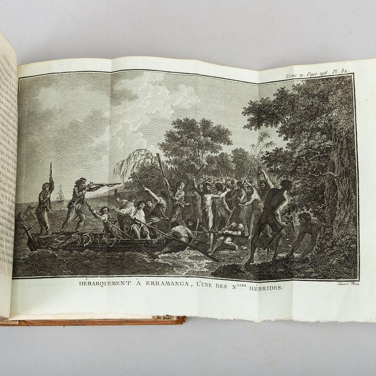 With 101 engraved plates from travels, including those of Cook, 1780-1801.