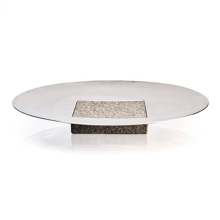 Bo Klevert, a sterling silver and stone plate, Stockholm 1988.