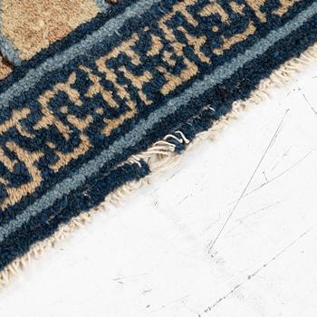 Two antique Ningxia meditation rugs, Qing dynasty, 19th century. c. 67 x 72 and 71 x 73 cm.