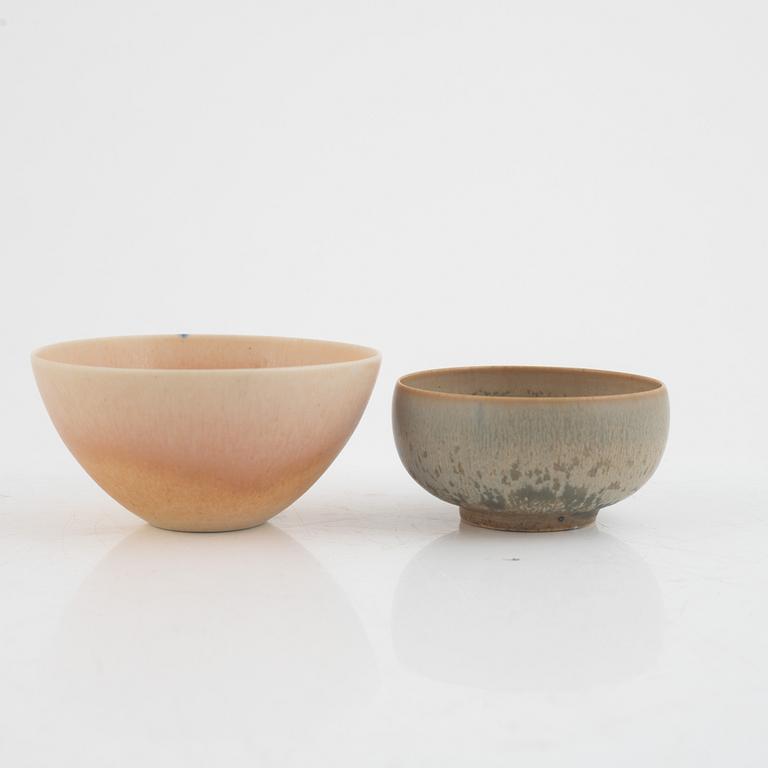 Sven Wejsfelt, four stoneware vases and two bowls, Gustavsbergs Studio, Sweden, 1980-84.