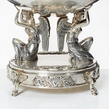 Large covered centerpiece bowl, silver, Empire style, 20th Century.