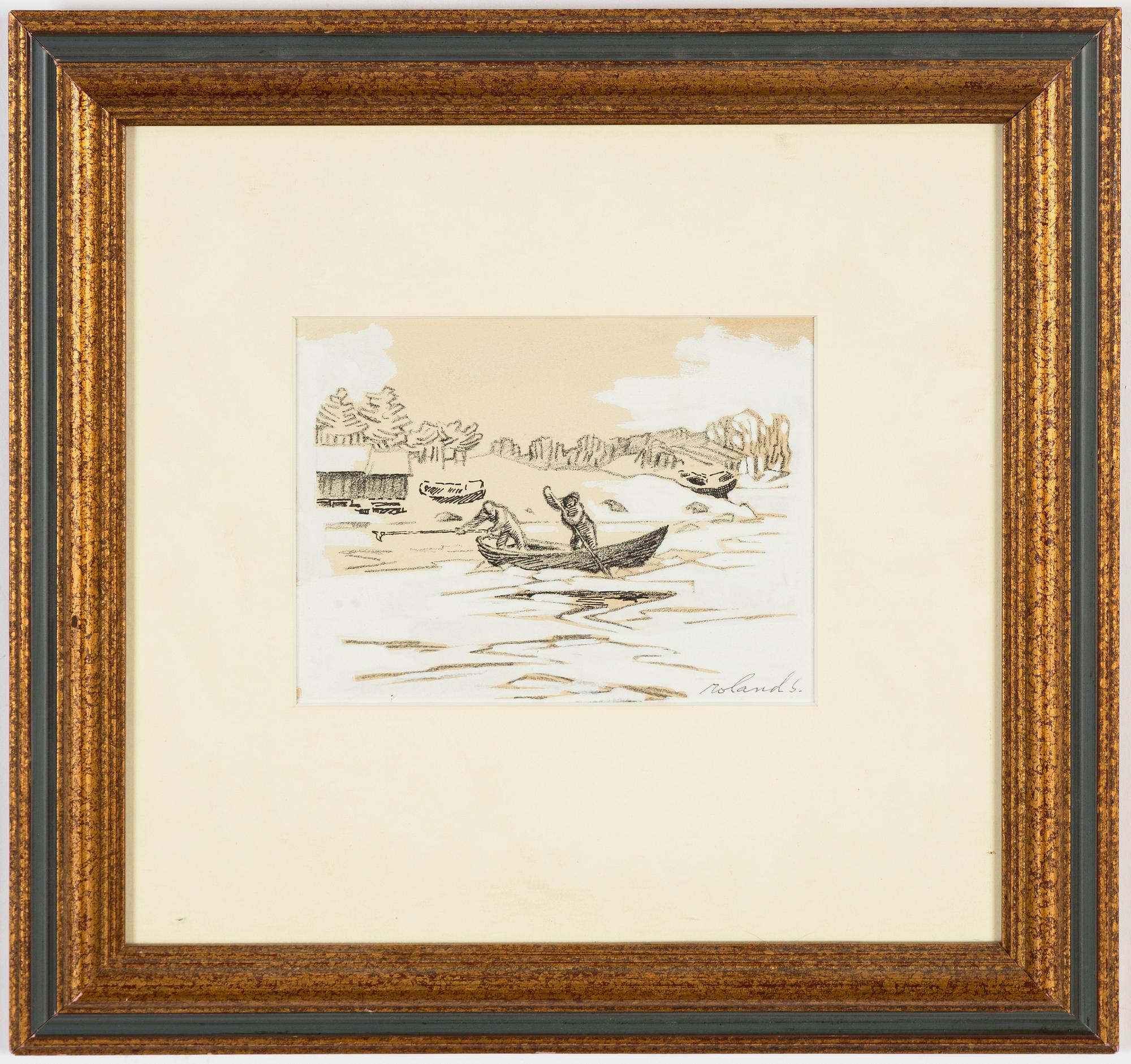 Roland Svensson, mixed media, signed.
