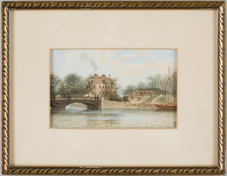 FREDRIK ISBERG, akvareller, 2 st. Monogramsign.