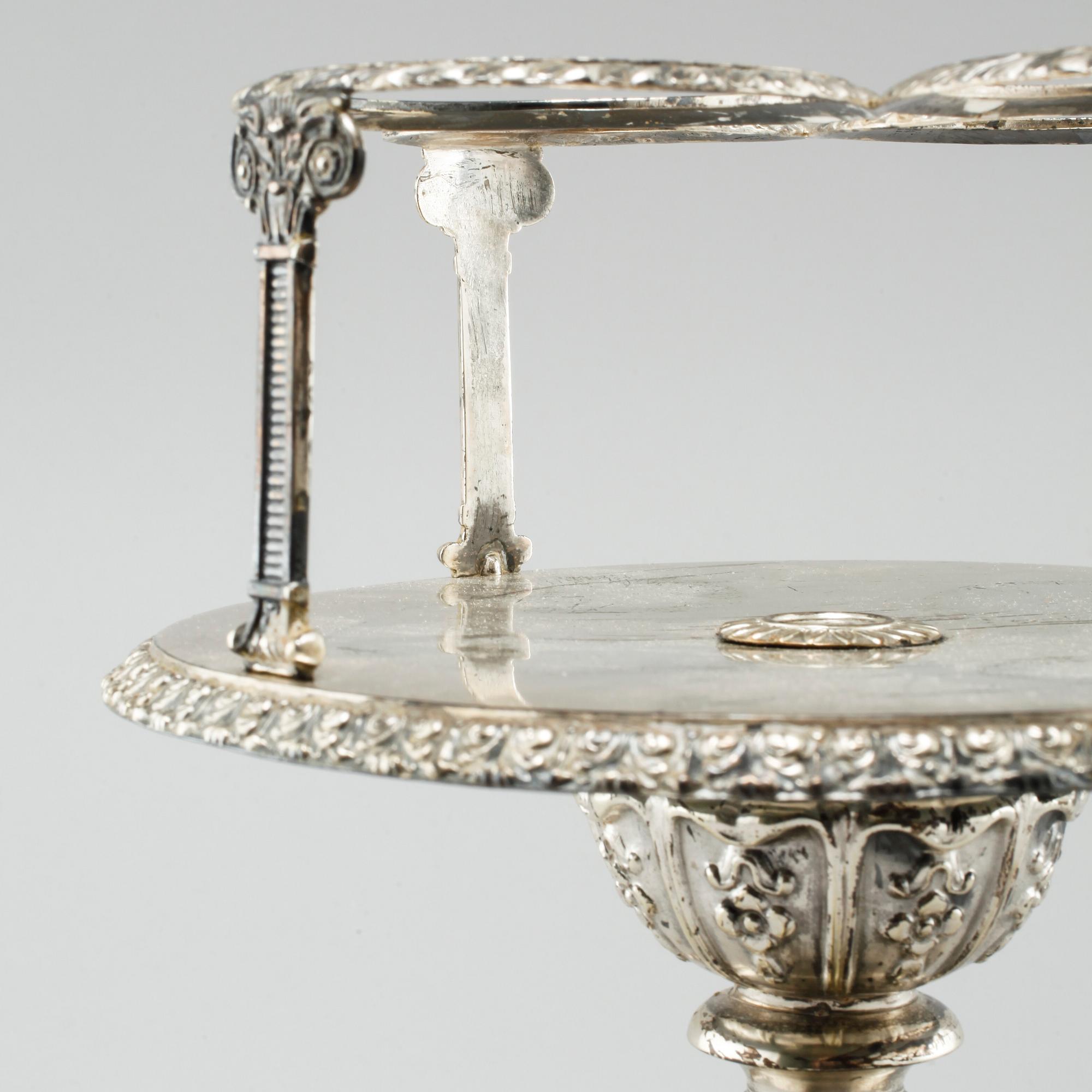 A silver bottle stand, by Gustaf Möllenborg (active 1823-1850), 1837. Weight 1236 g.