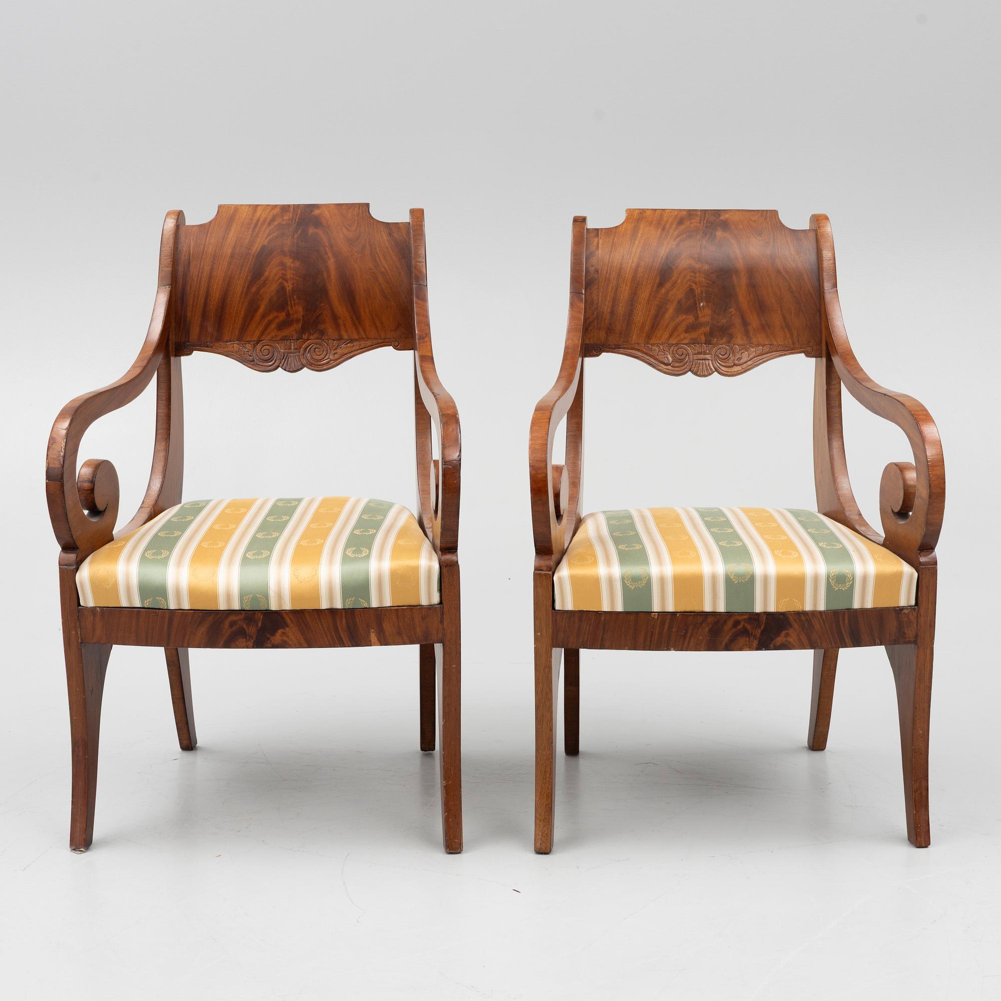 Karmstolar, ett par. Ryssland/Baltikum. 1800-tal.