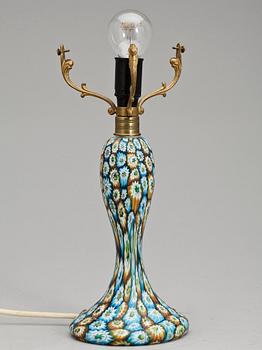 BORDSLAMPA, glas, Millefiore, jugend, tidigt 1900-tal.