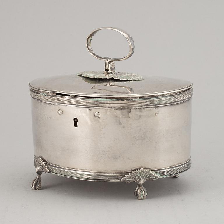 A Swedish early 19th century silver sugar-casket, mark of Petter Adolf Sjöberg, Stockholm 1812.