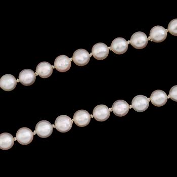 COLLIER MED HÄNGE, odlade pärlor, hänge och lås 18K guld.