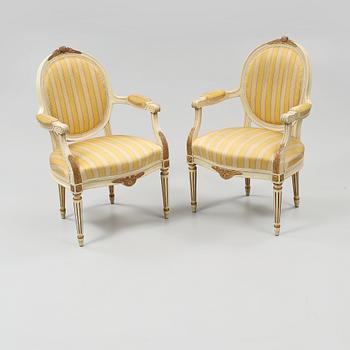 KARMSTOLAR, ett par, Louis XVI-stil, 1900-talets mitt/andra hälft.