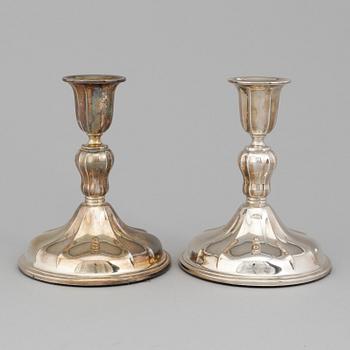 A pair of silver candleholders, Norway, mid 20th century.