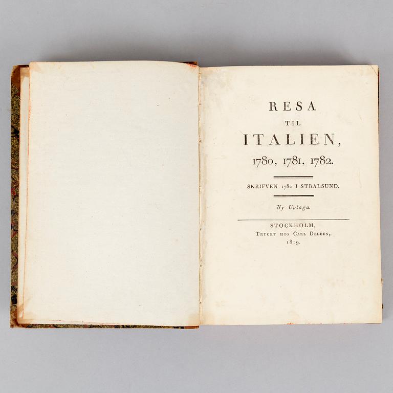 ”Resa til Italien”, med 38 handkolorerade planscher.