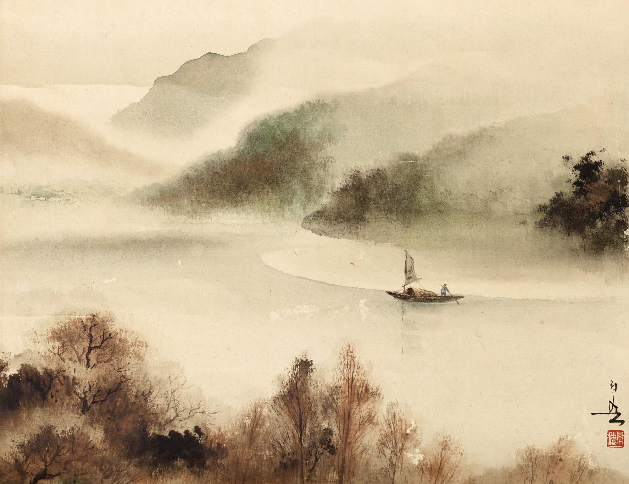 Two hanging scrolls of landscapes by Huang Huanwu (1906-1985), signed.