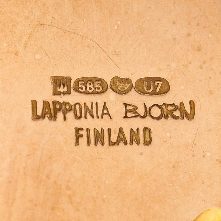Björn Weckström, Kaulakoru "Semiramis", 14K kultaa, turmaliineja. Lapponia 1973.