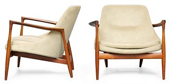 769. A pair of  Ib Kofoed Larsen "Elisabeth" teak easy chairs by Christensen & Larsen, Denmark, 1950's.