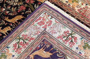 A silk Ghom rug, 155 x 100 cm.