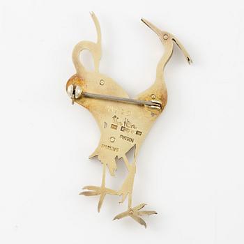 Wiwen Nilsson, a brooch, sterling silver, in the form of two birds, Lund 1964.