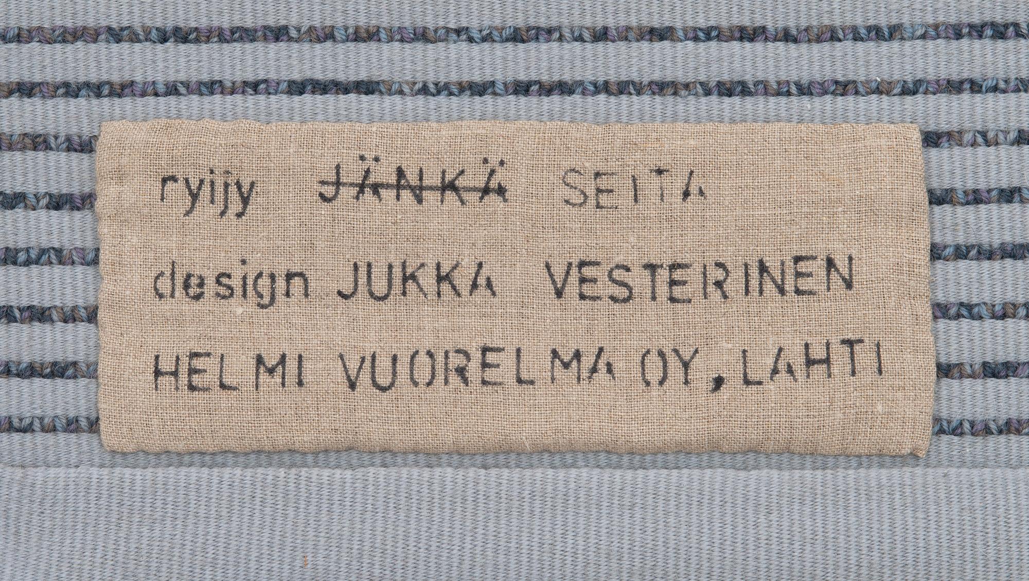 JUKKA VESTERINEN, rya, modell för Helmi Vuorelma Oy, Lahtis. Ca 183x107 cm.